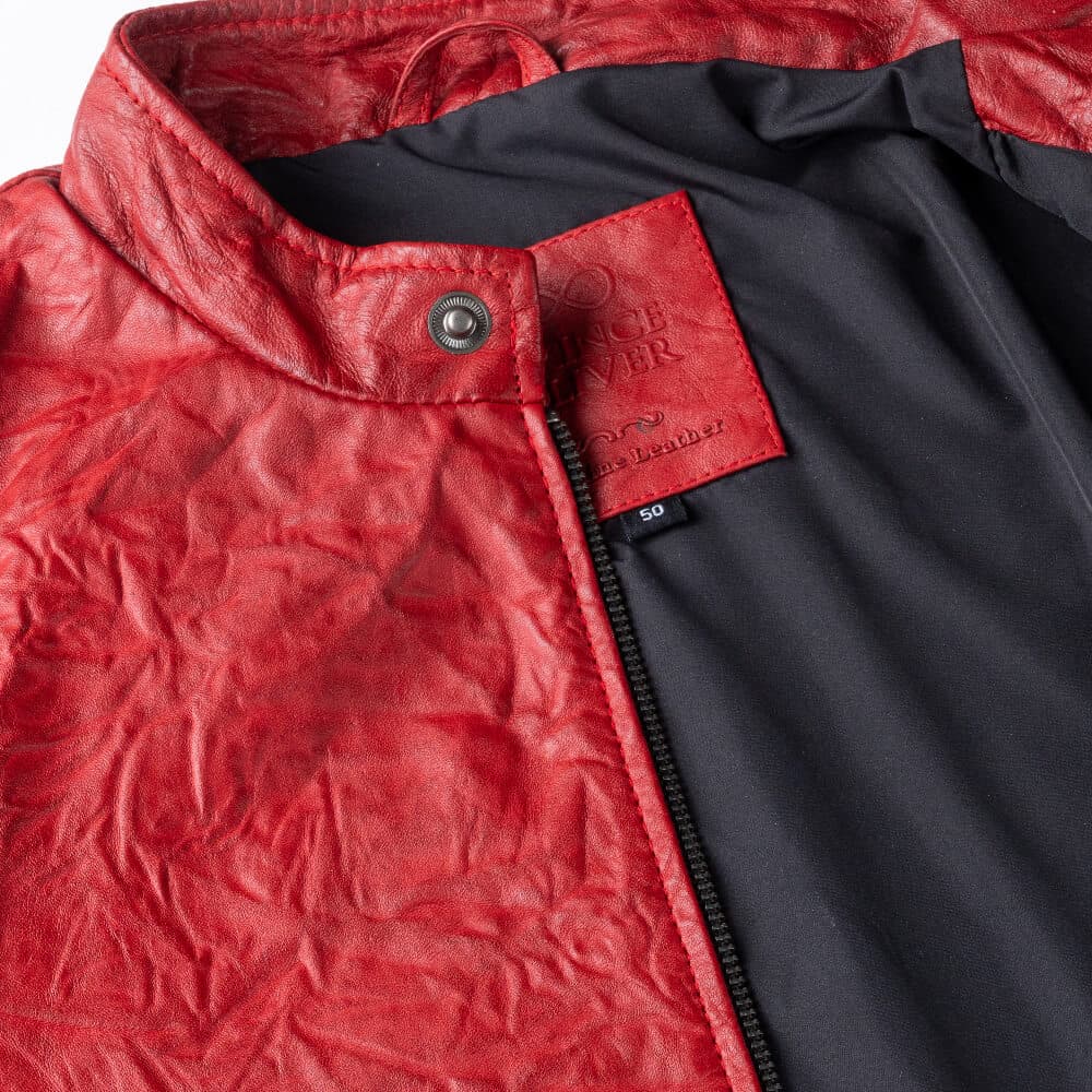 Racer Jacket Κόκκινο 100% Leather Jacket (Modern Fit)