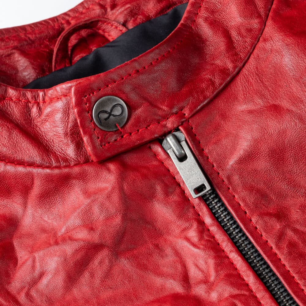 Racer Jacket Κόκκινο 100% Leather Jacket (Modern Fit)