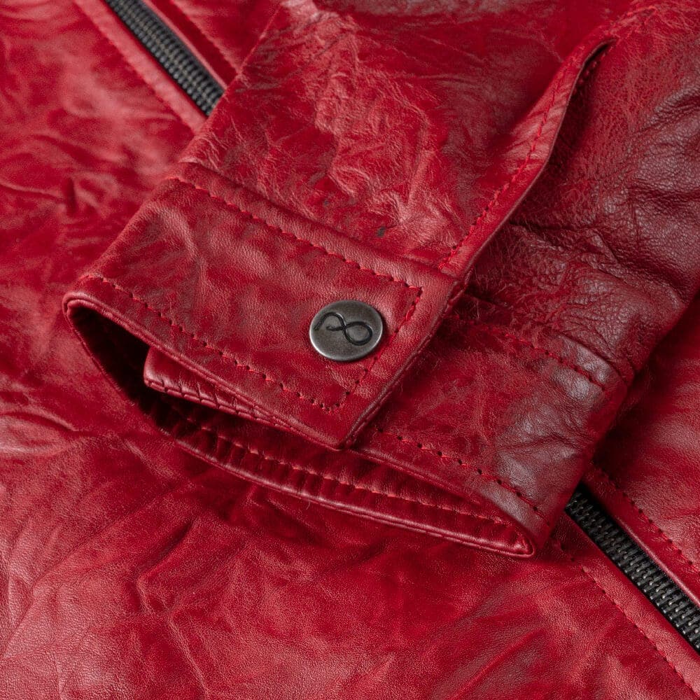 Racer Jacket Κόκκινο 100% Leather Jacket (Modern Fit)