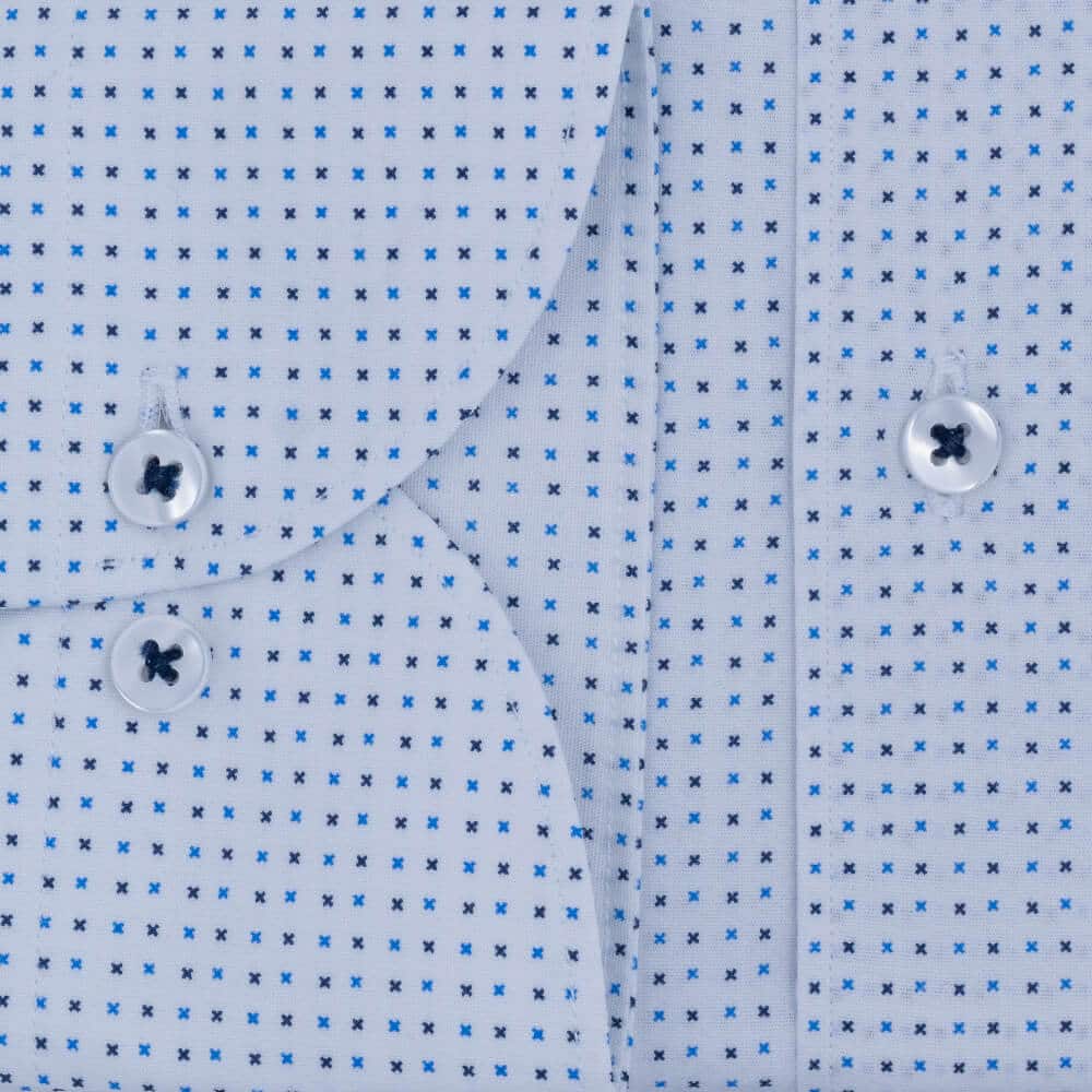 Superior Πουκάμισο Λευκό με Μικροσχέδιο 100% Fine Cotton (Modern Fit)