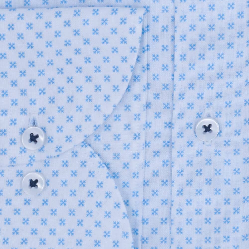 Superior Πουκάμισο Λευκό με Σιέλ με Μικροσχέδιο 100% Fine Cotton (Modern Fit)