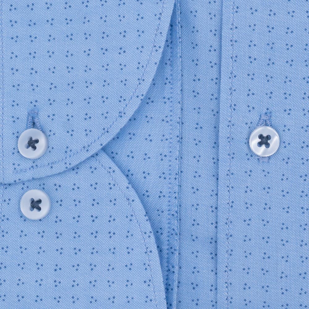 Superior Πουκάμισο Σιέλ με Μικροσχέδιο 100% Fine Cotton (Modern Fit)