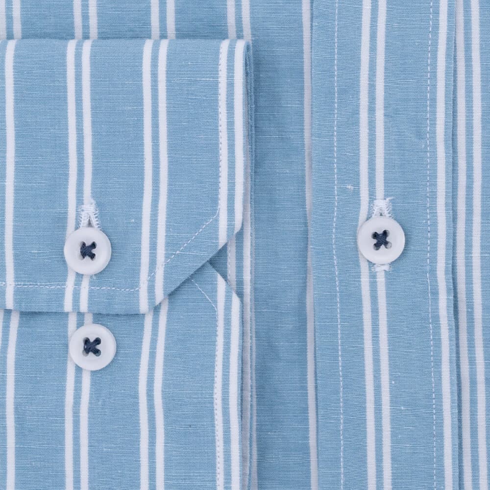 Superior Πουκάμισο Button Down Ριγέ Γαλάζιο 100% Fine Cotton (Modern Fit)