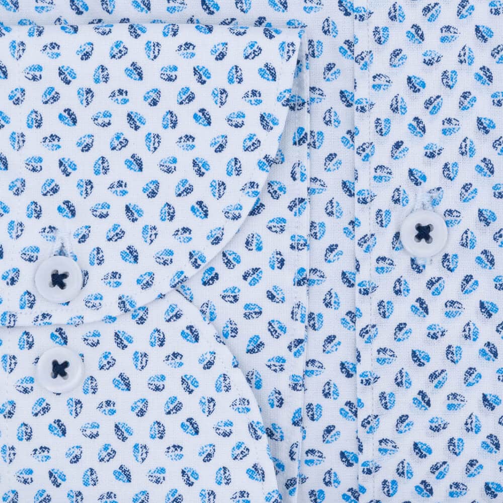 Superior Πουκάμισο Λευκό με Γαλάζιο Μικροσχέδιο 100% Fine Cotton (Modern Fit)