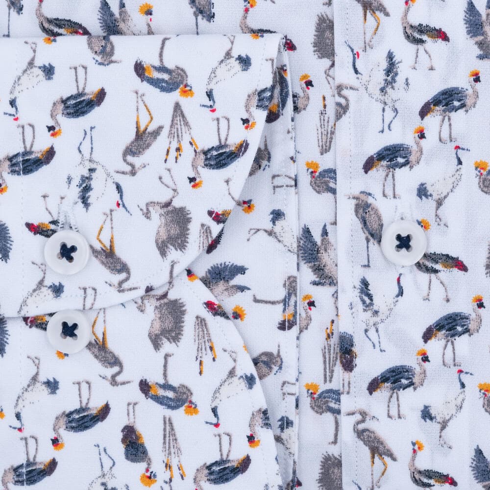 Superior Πουκάμισο Λευκό με Σχέδιο 100% Fine Cotton (Modern Fit)