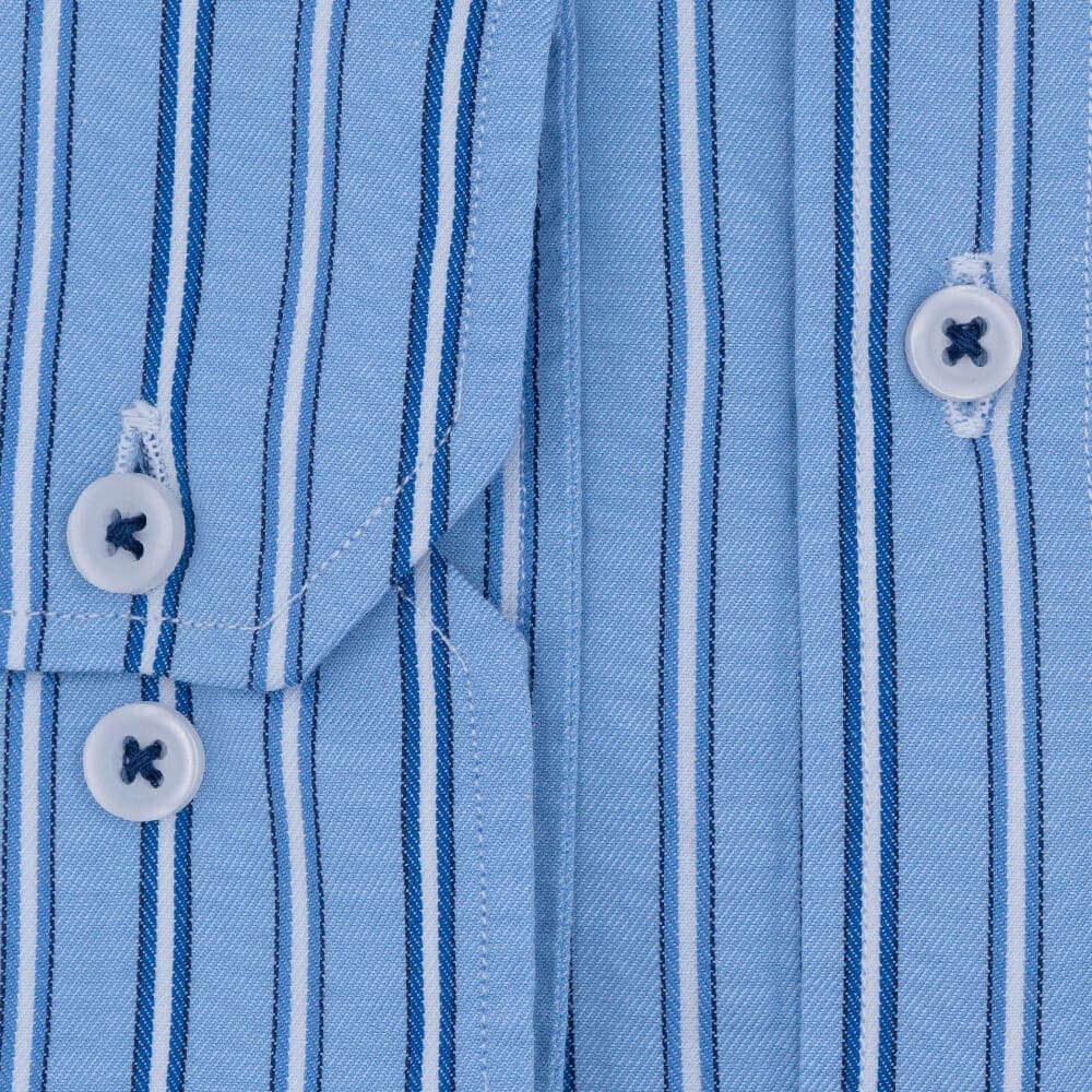 Superior Πουκάμισο Button Down Ριγέ Γαλάζιο 100% Fine Cotton (Modern Fit)