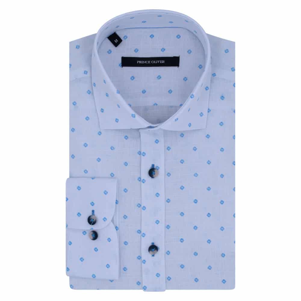 Πουκάμισο Λευκό με Γαλάζιο Μικροσχέδιο (Modern Fit)