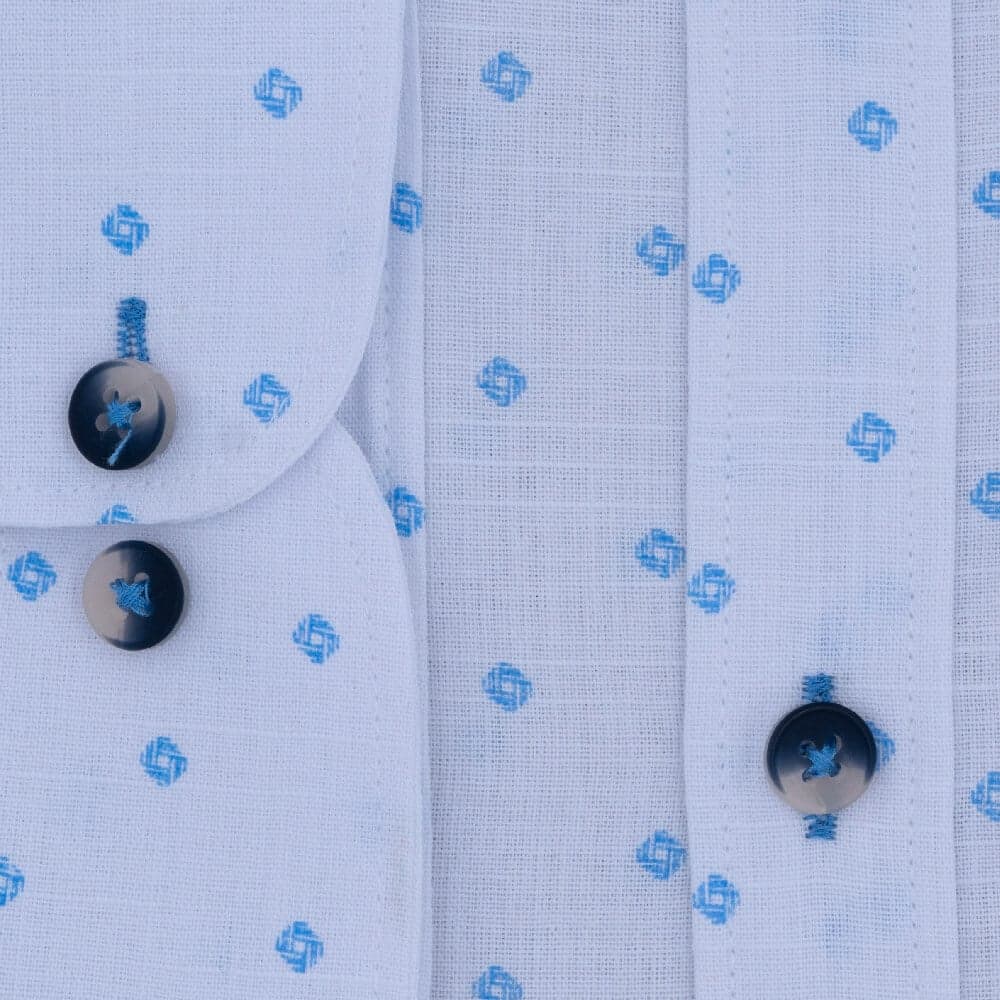 Πουκάμισο Λευκό με Γαλάζιο Μικροσχέδιο (Modern Fit)