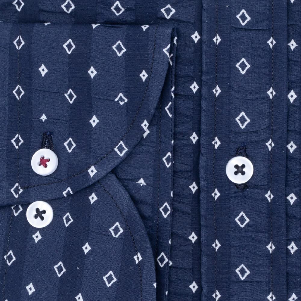 Superior Πουκάμισο Μπλε με Λευκούς Ρόμβους 100% Fine Cotton (Modern Fit)