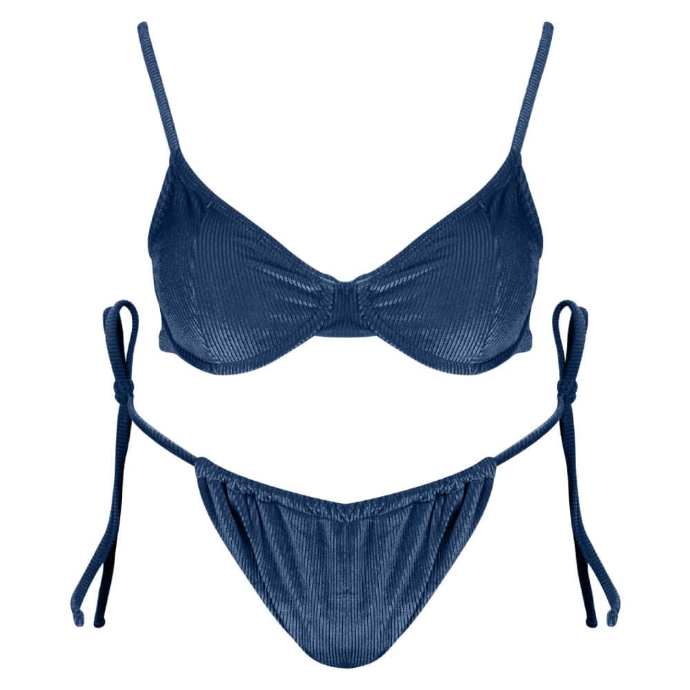 Μαγιό Μπικίνι Κοτλέ Μπλε