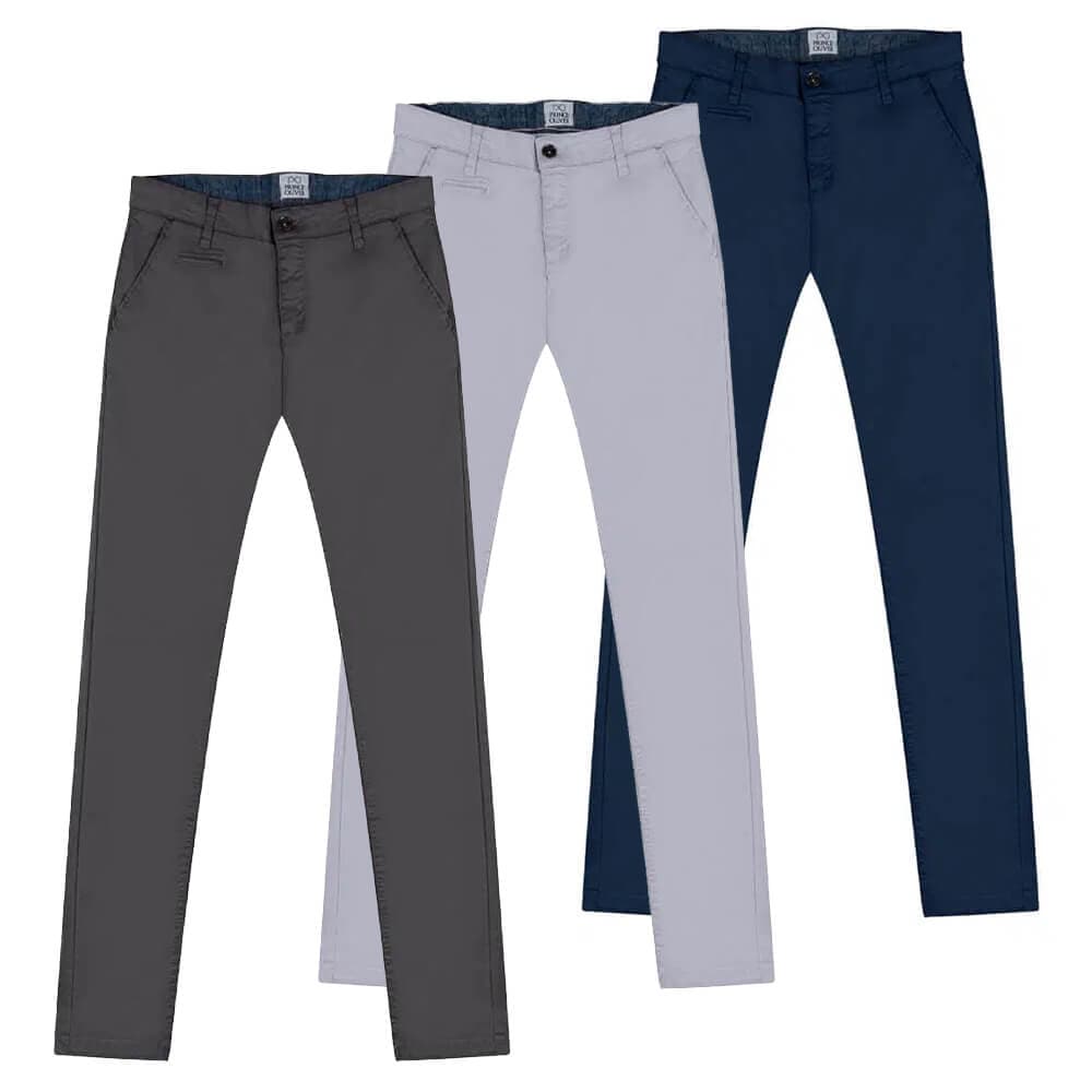 Σετ Chinos Ανθρακί/Μπλε Σκούρο/Γκρι