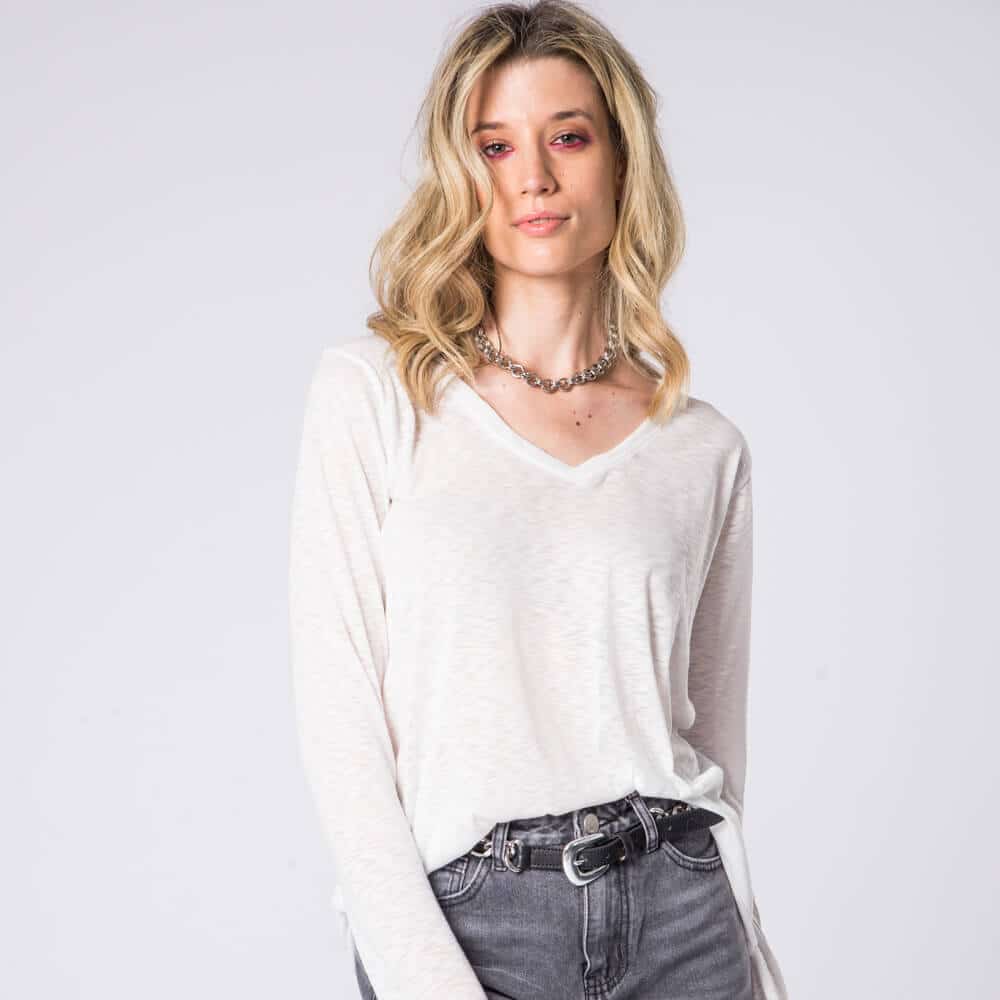 Γυναικεία Μπλούζα Μακρυμάνικη Λευκή