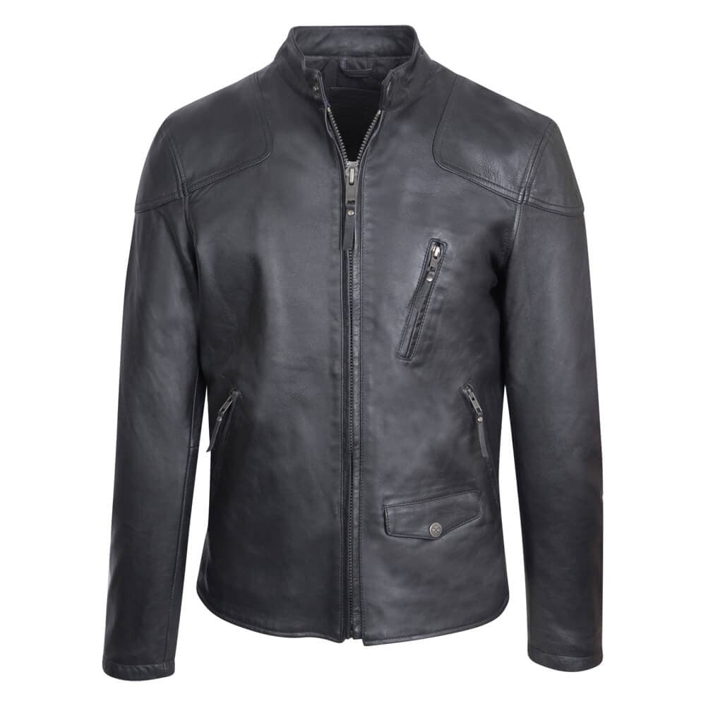 Racer Jacket Μαύρο 100% Leather (Modern Fit)
