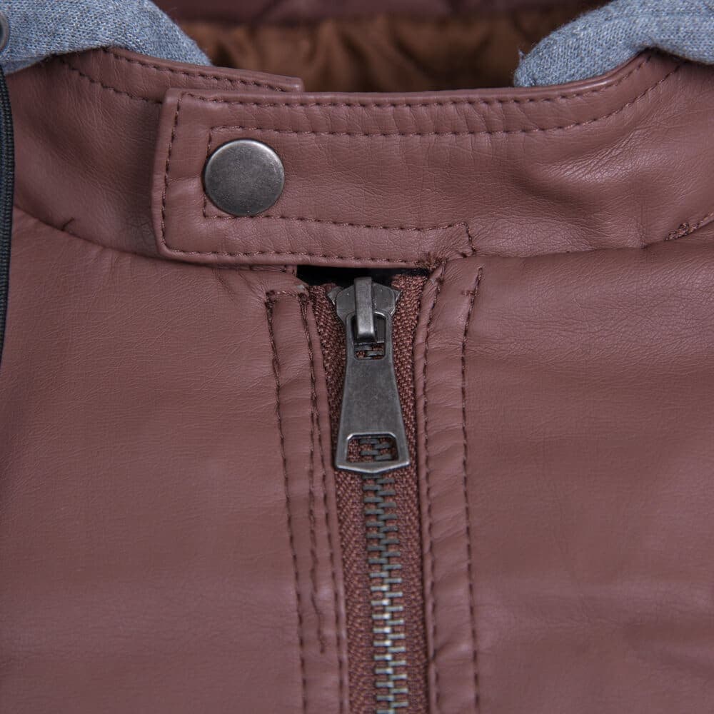 Trendy Biker Jacket Eco Leather Καφέ