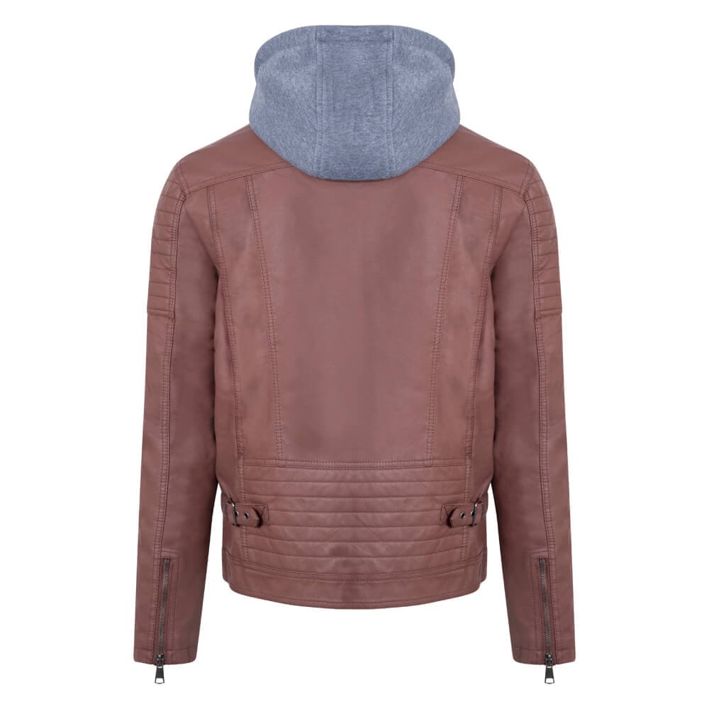 Trendy Biker Jacket Eco Leather Καφέ