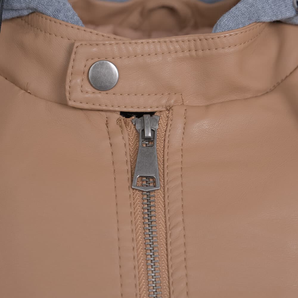 Trendy Biker Jacket Eco Leather Καμηλό