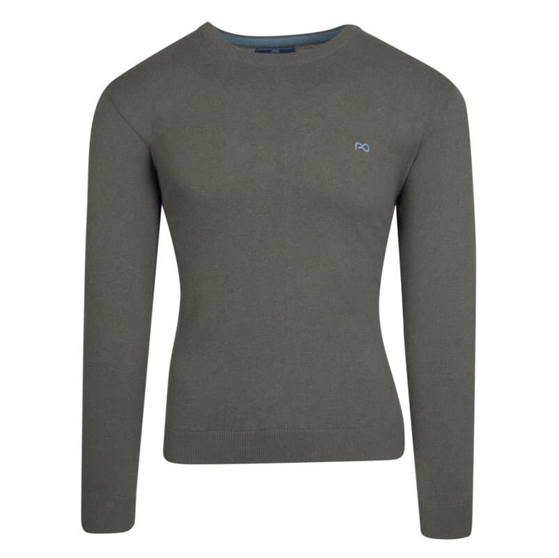 Signature Πουλόβερ Πράσινο Round Neck in Cotton (Modern Fit)