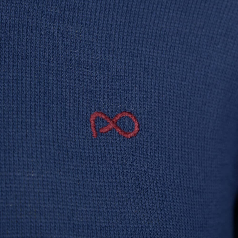 Signature Πουλόβερ Μπλε Ρουά Round Neck in Cotton (Modern Fit)