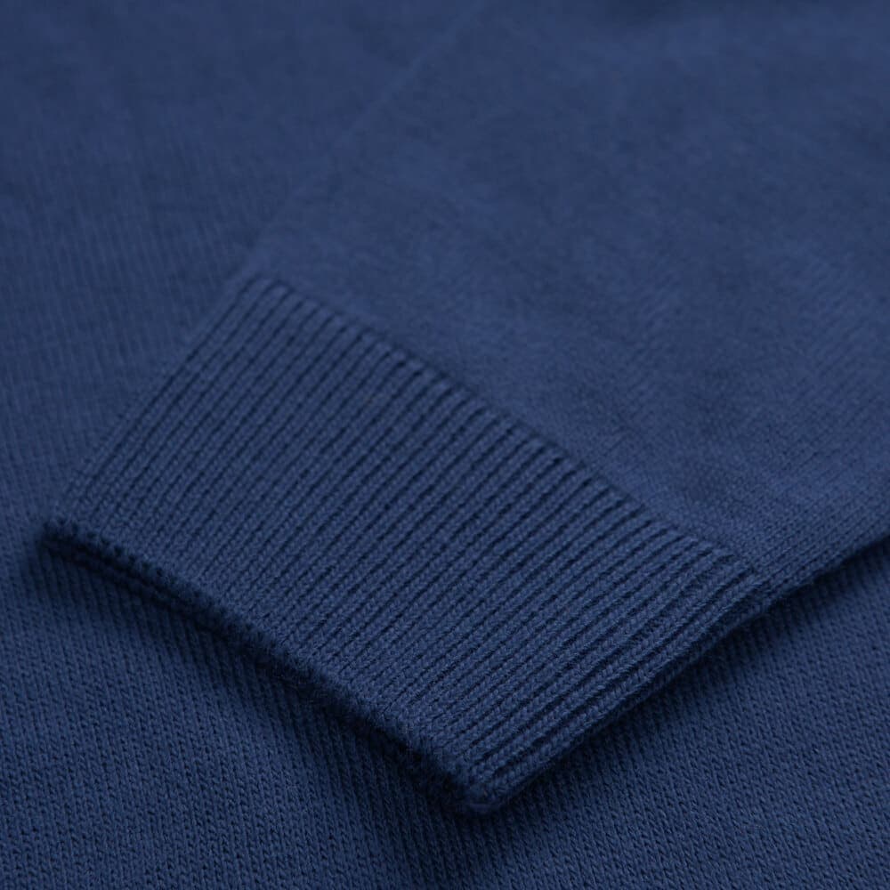 Signature Πουλόβερ Μπλε Ρουά Round Neck in Cotton (Modern Fit)