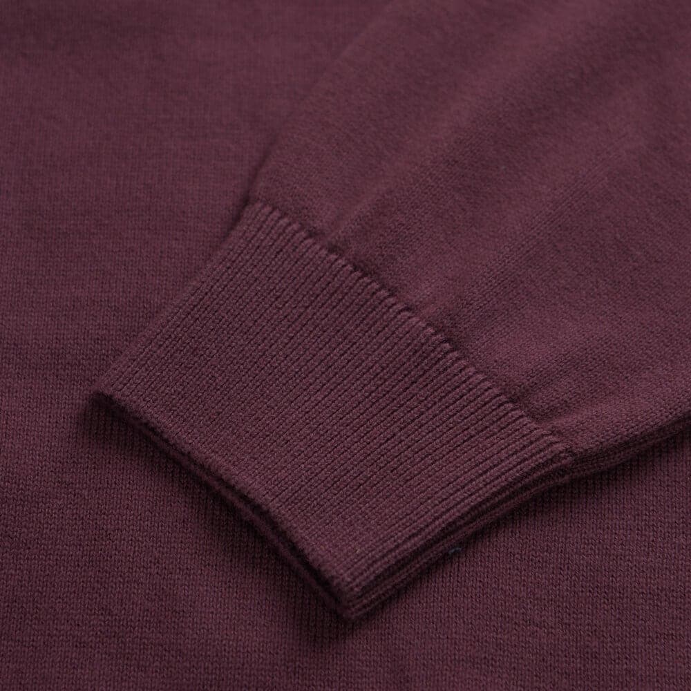 Signature Πουλόβερ Μπορντώ Μελανζέ Round Neck in Cotton (Modern Fit)