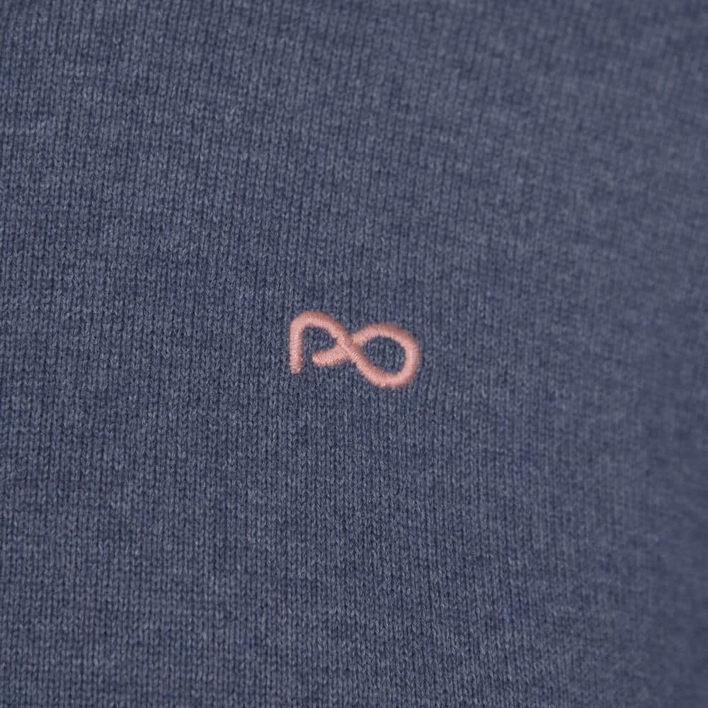 Signature Πουλόβερ Denim Blue Round Neck in Cotton (Modern Fit)
