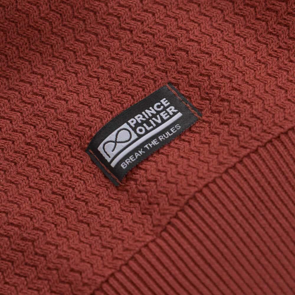 Chunky Structure Πουλόβερ Μπορντώ Round Neck 100%Cotton (Modern Fit)