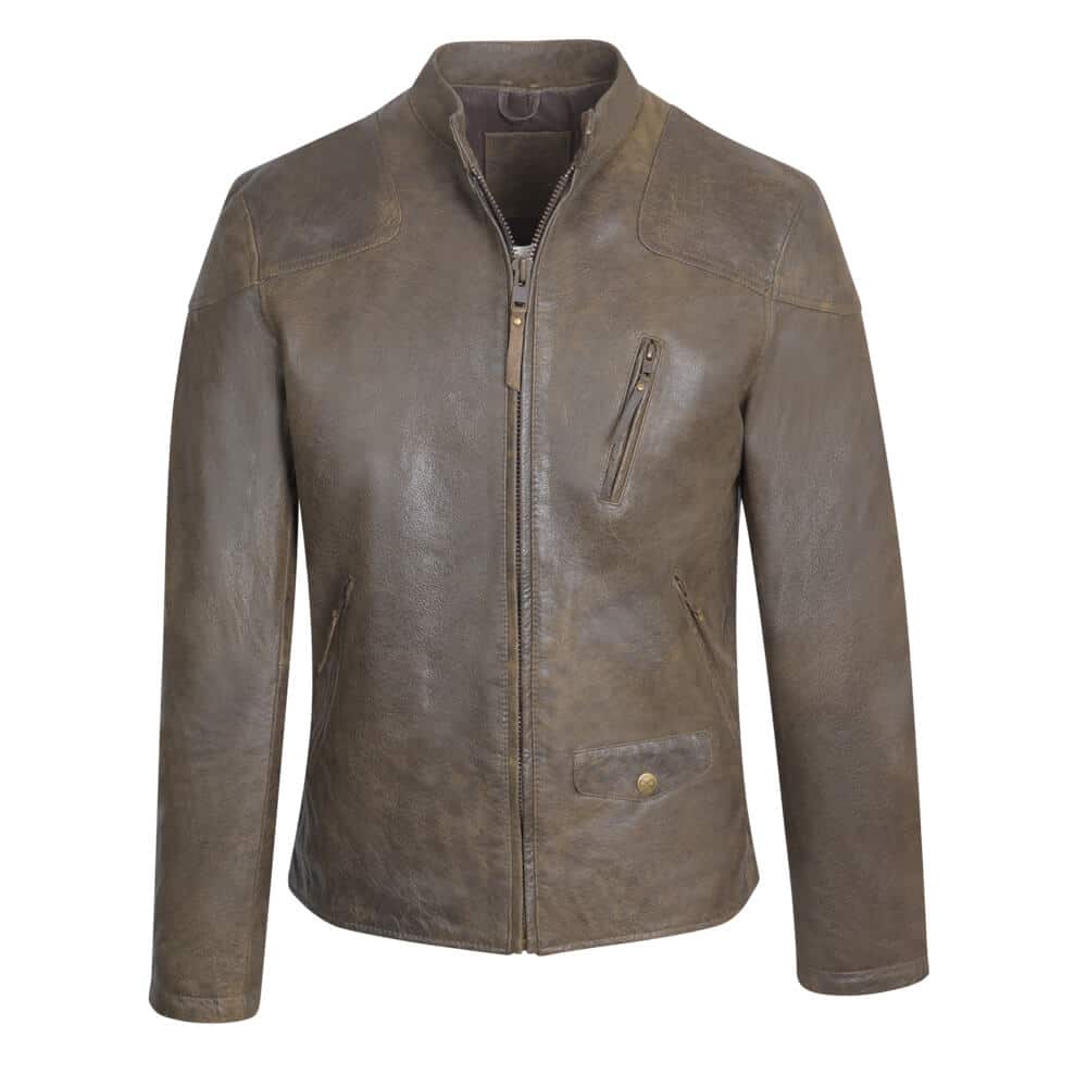 Racer Jacket Λαδί 100% Leather (Modern Fit)