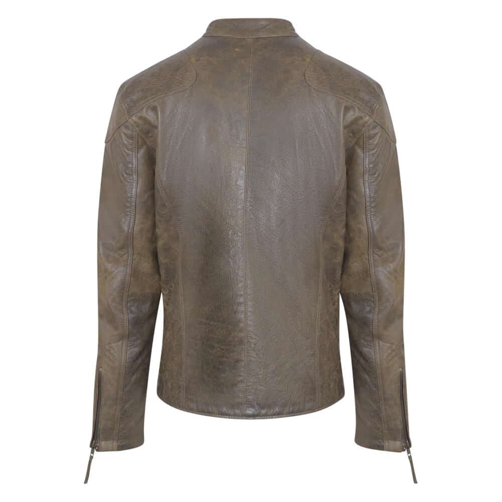 Racer Jacket Λαδί 100% Leather (Modern Fit)