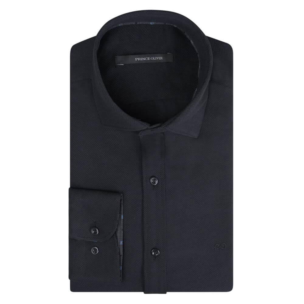 Πουκάμισο Πικέ Μαύρο (Modern Fit)