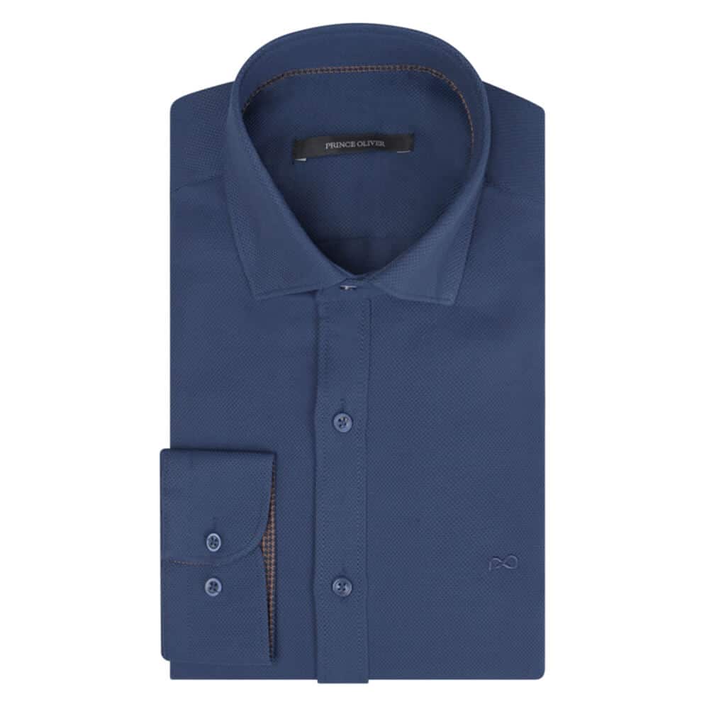 Πουκάμισο Πικέ Μπλε (Modern Fit)