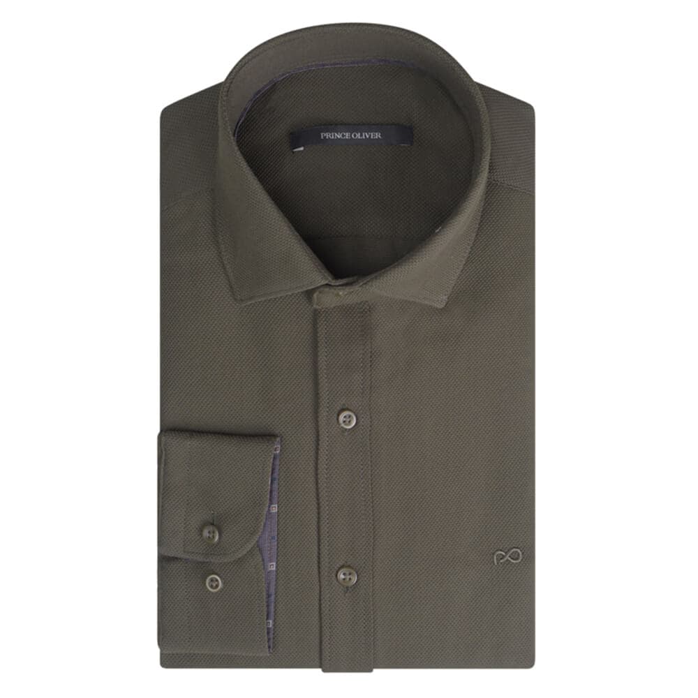 Πουκάμισο Πικέ Χακί (Modern Fit)