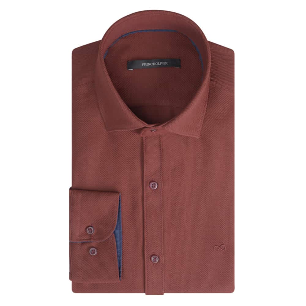 Πουκάμισο Πικέ Μπορντώ (Modern Fit)