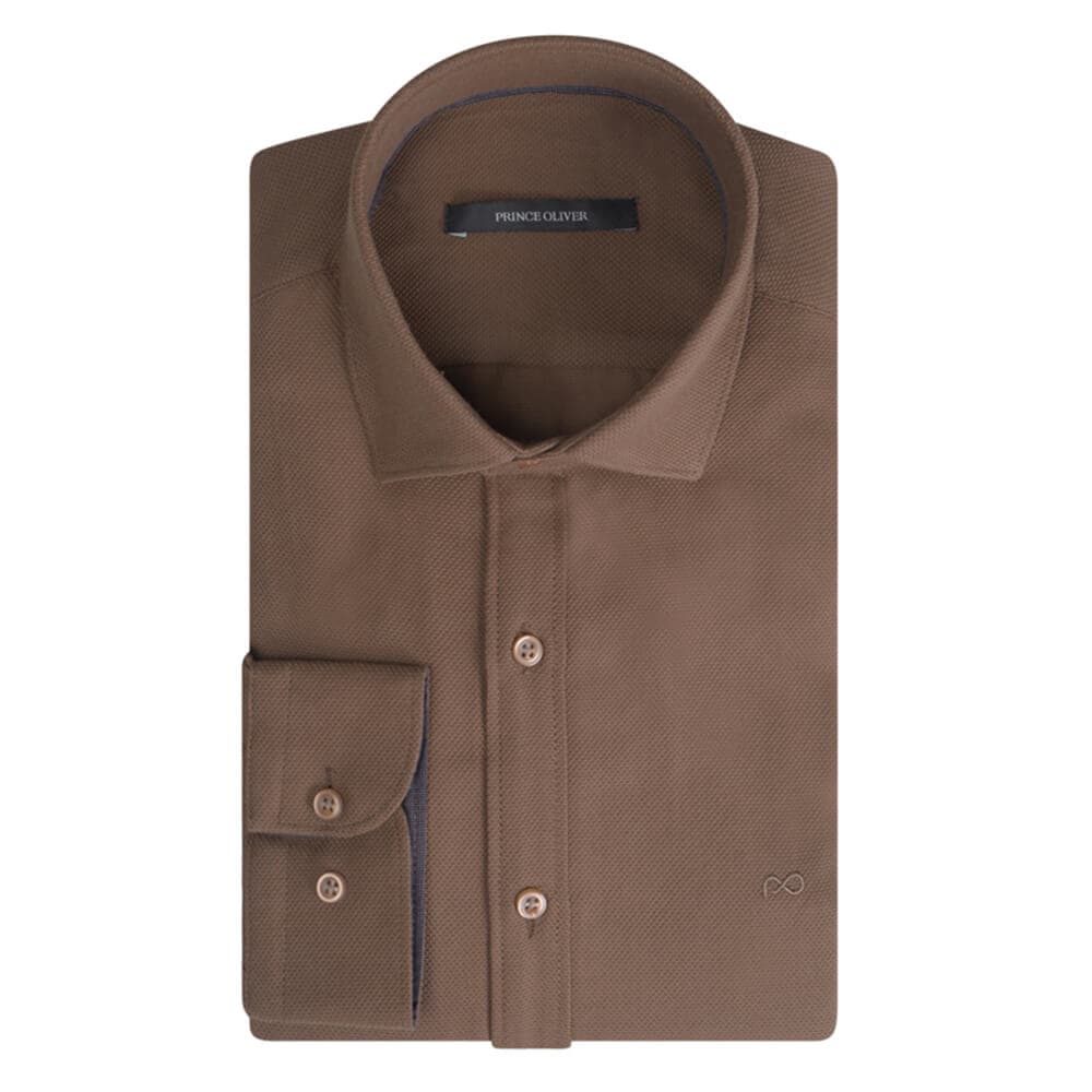 Πουκάμισο Πικέ Καφέ (Modern Fit)