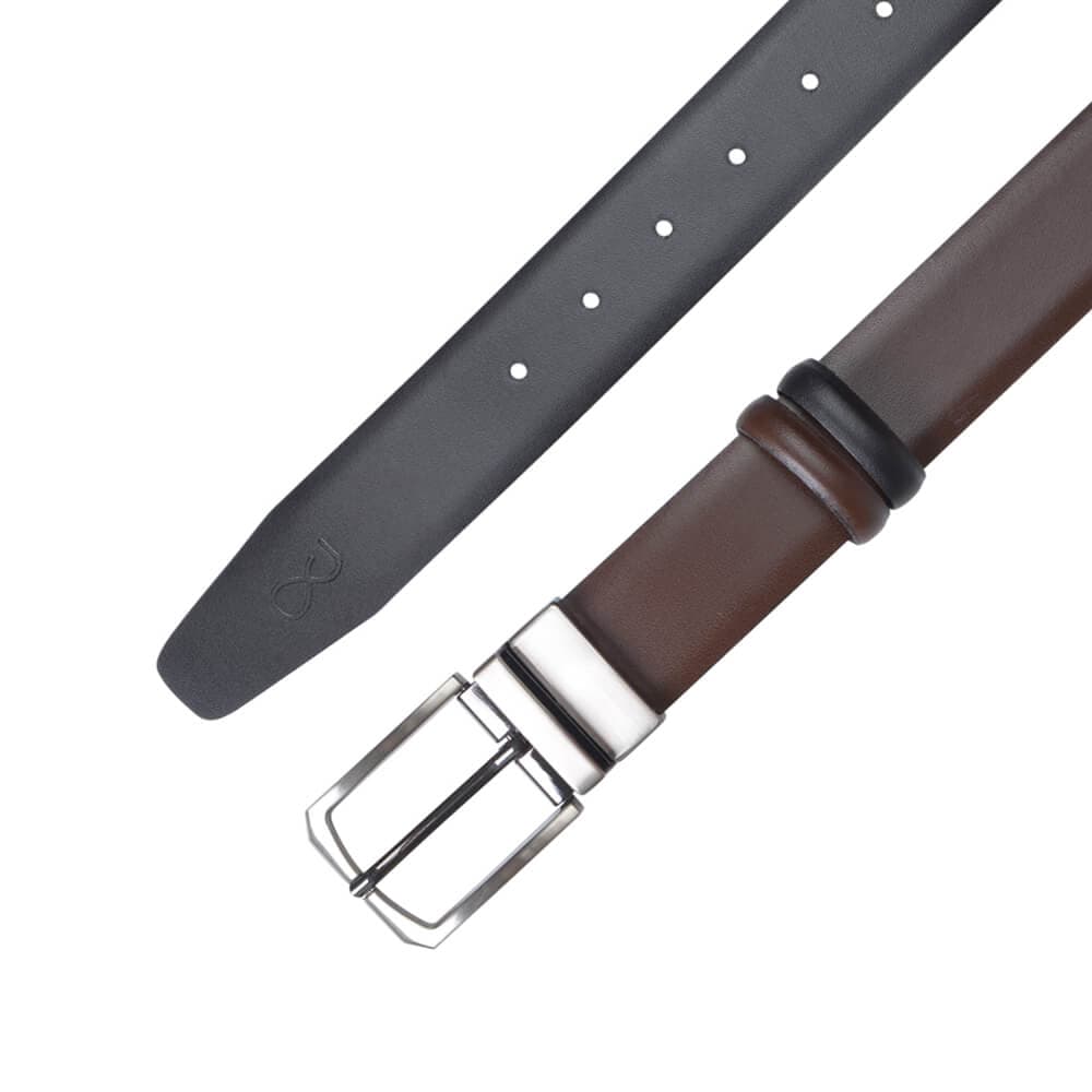 Formal Ζώνη Διπλής Όψης Καφέ 100% Leather