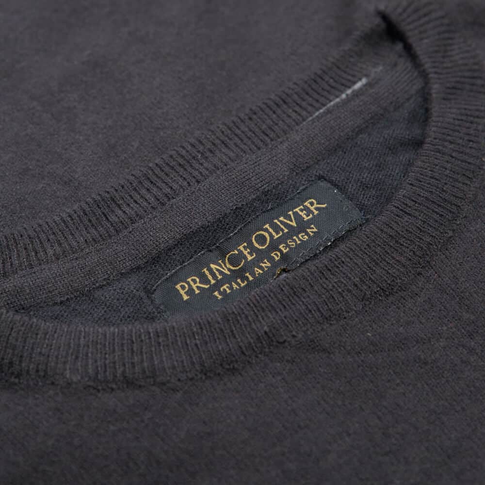 Premium Πουλόβερ Μαύρο Cashmere Blend Round Neck (Modern Fit)