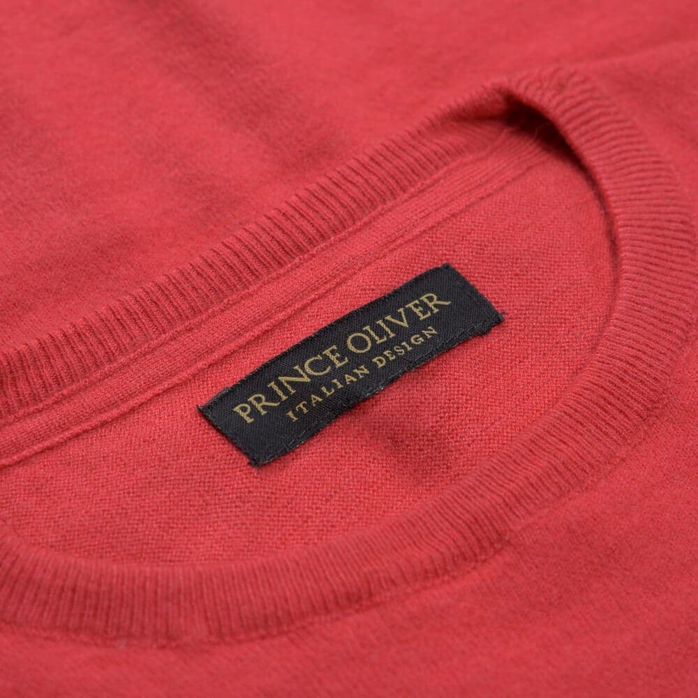 Premium Πουλόβερ Κόκκινο Cashmere Blend Round Neck (Modern Fit)