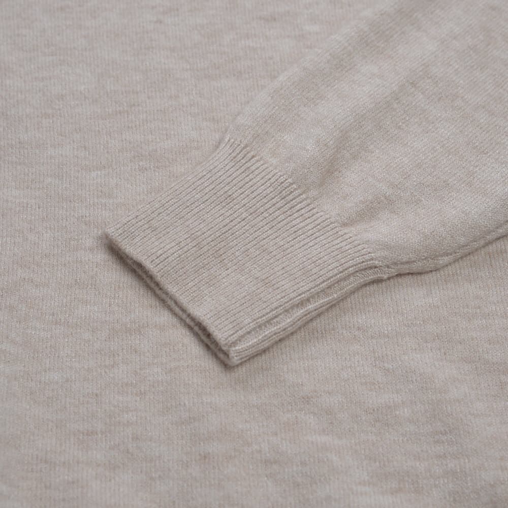 Premium Πουλόβερ Μπεζ Cashmere Blend Round Neck (Modern Fit)