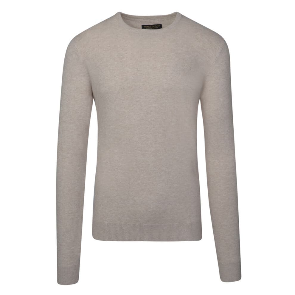 Premium Πουλόβερ Μπεζ Cashmere Blend Round Neck (Modern Fit)