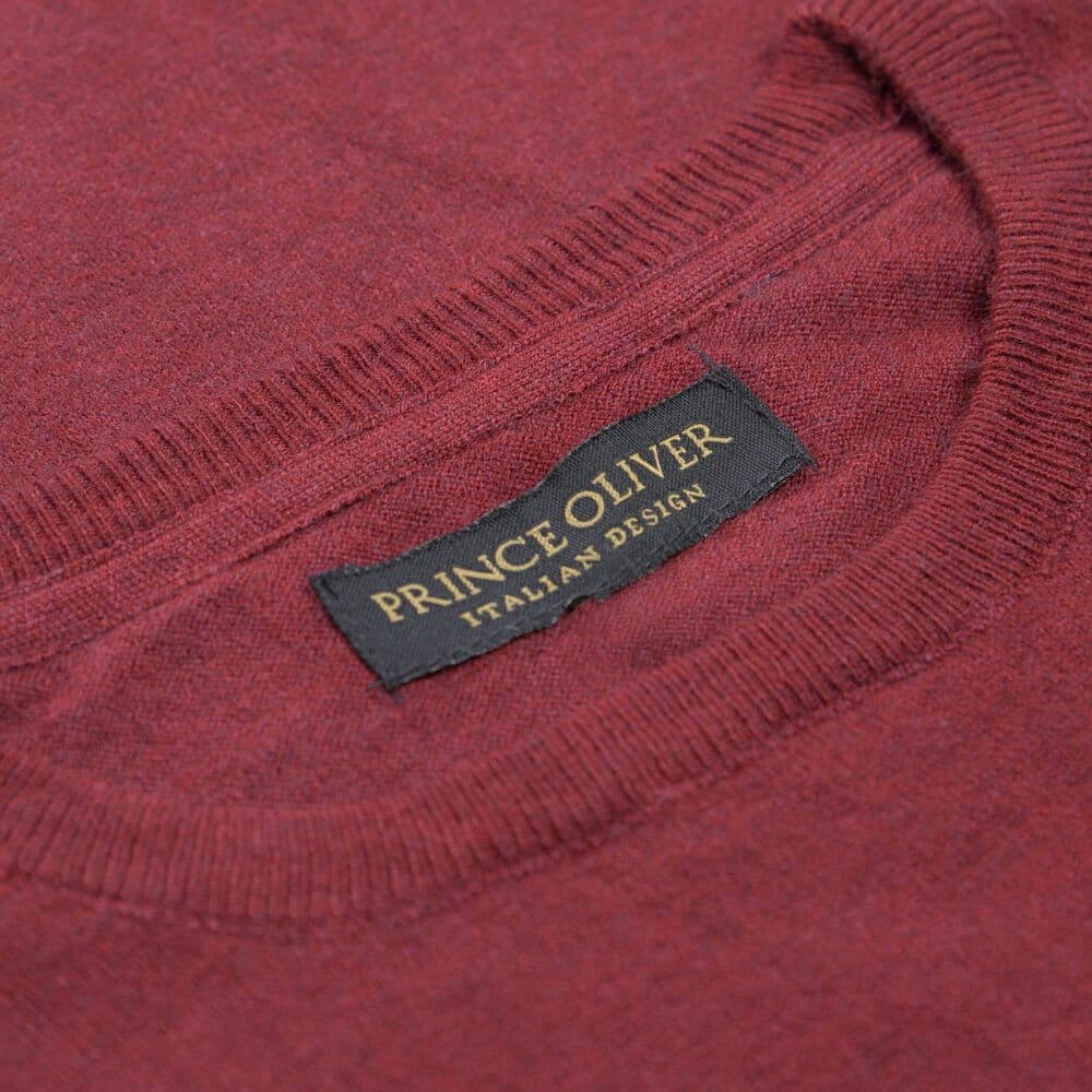 Premium Πουλόβερ Μπορντώ Cashmere Blend Round Neck (Modern Fit)