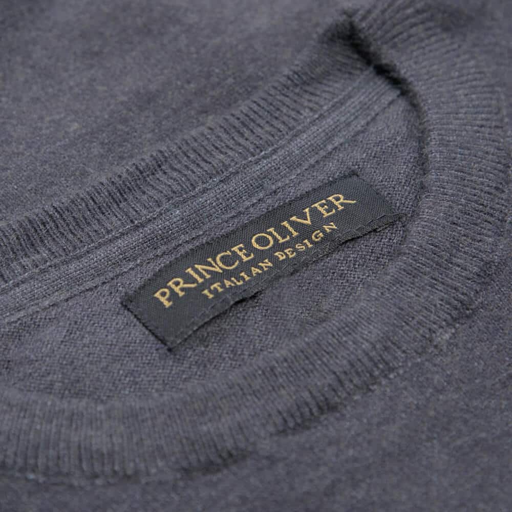 Premium Πουλόβερ Ανθρακί Cashmere Blend Round Neck (Modern Fit)