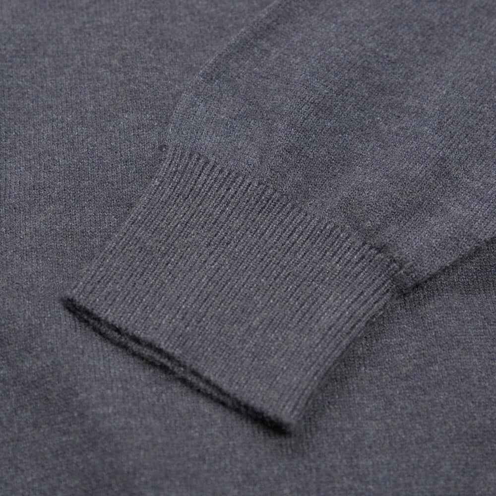 Premium Πουλόβερ Ανθρακί Cashmere Blend Round Neck (Modern Fit)