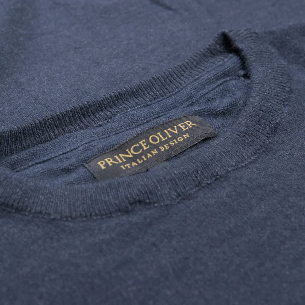 Premium Πουλόβερ Μπλε Σκούρο Cashmere Blend Round Neck (Modern Fit)