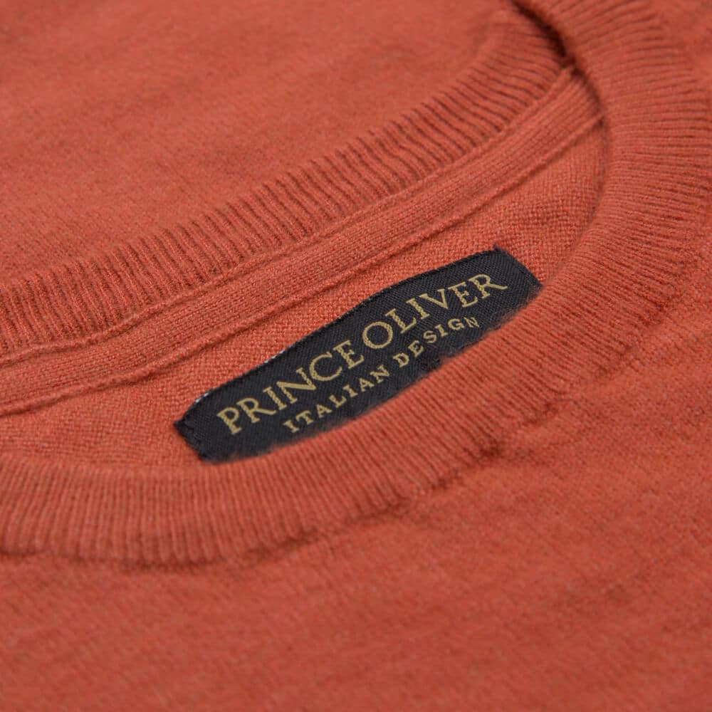 Premium Πουλόβερ Κεραμιδί Cashmere Blend Round Neck (Modern Fit)