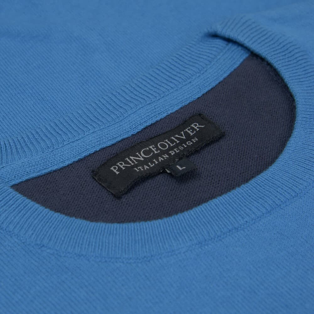 Logo-Embroidered Πουλόβερ Μπλε Round Neck (Comfort Fit)