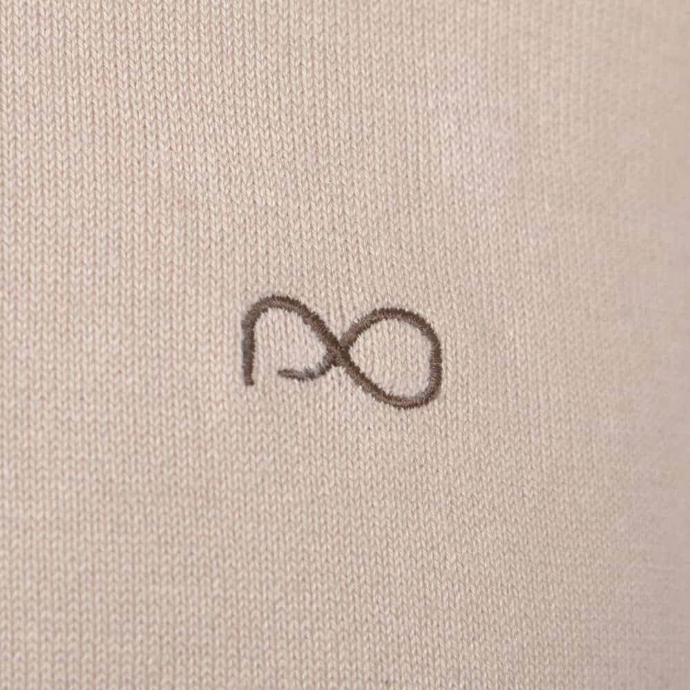 Logo-Embroidered Πουλόβερ Μπεζ Round Neck (Comfort Fit)