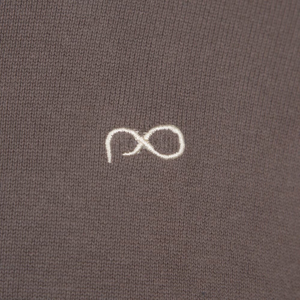 Logo-Embroidered Πουλόβερ Καφέ Round Neck (Comfort Fit)