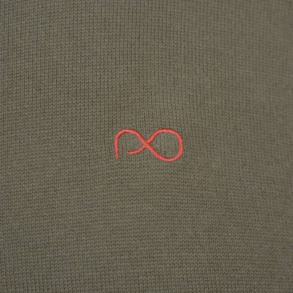 Logo-Embroidered Πουλόβερ Χακί Round Neck (Comfort Fit)