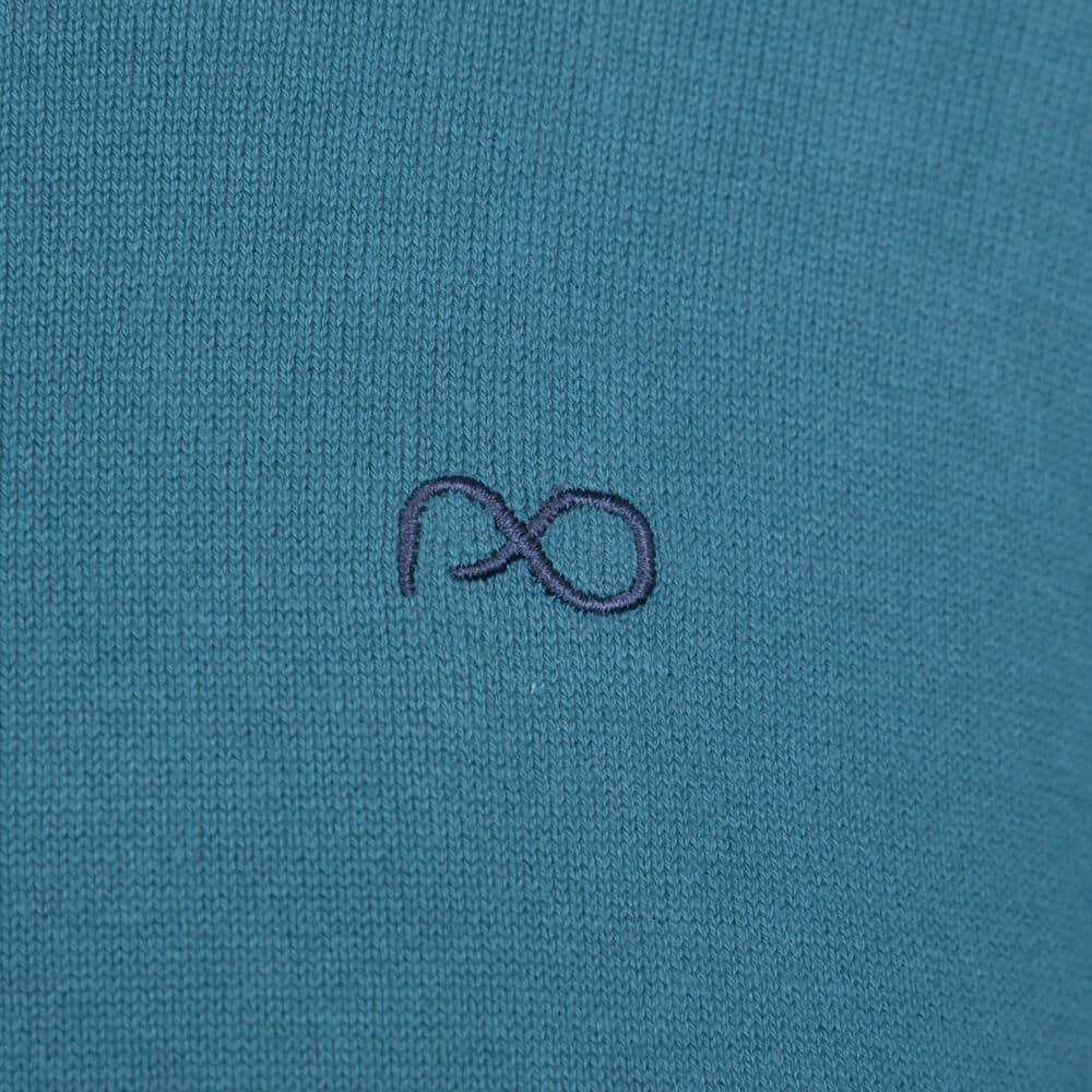 Logo-Embroidered Πουλόβερ Πετρόλ Round Neck (Comfort Fit)