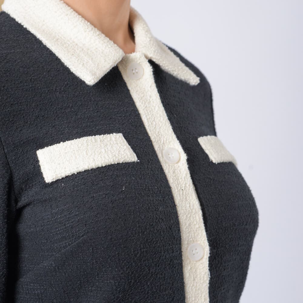 Victoria Cardigan.Γυναικεία Μπουκλέ Μαύρη Ζακέτα