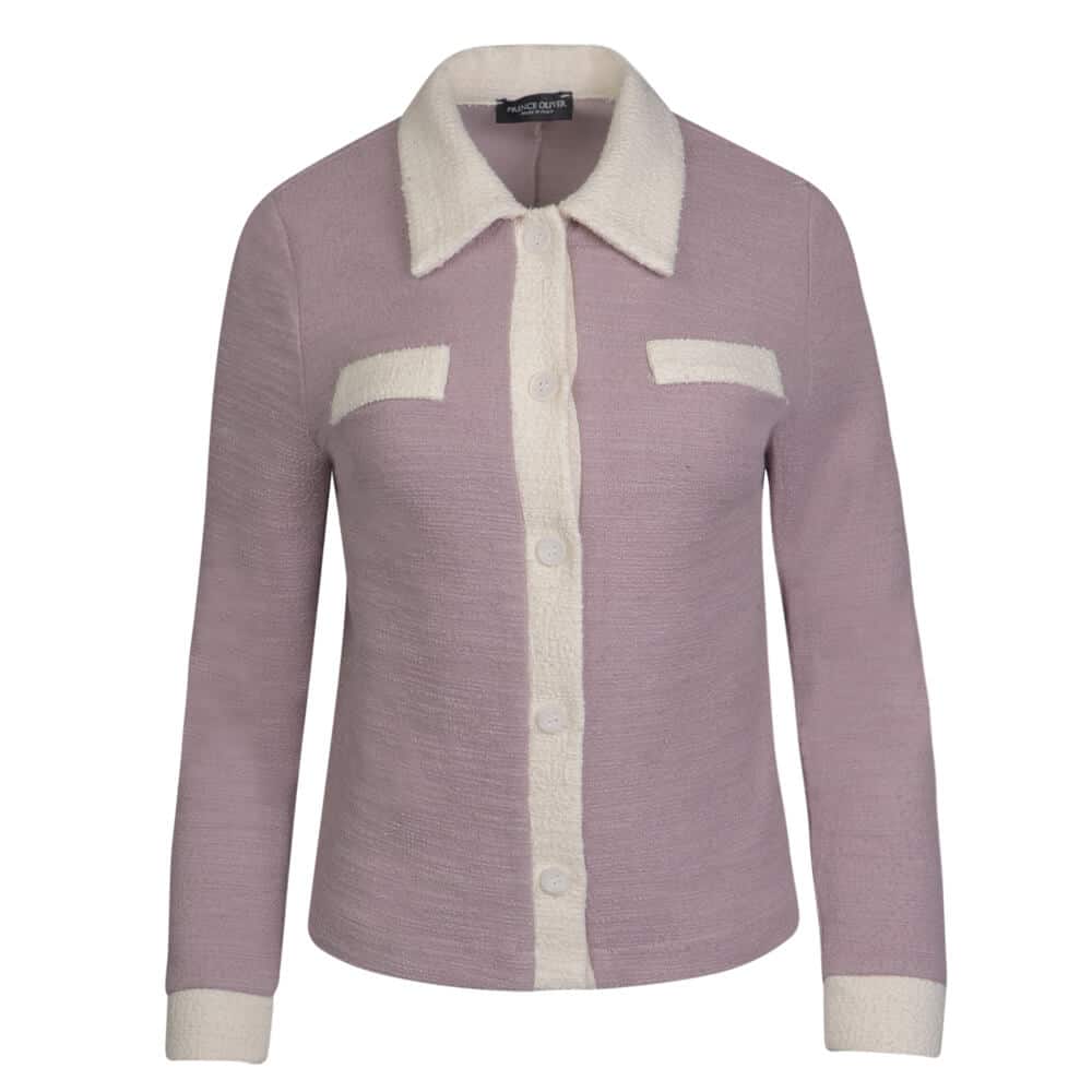 Victoria Cardigan.Γυναικεία Μπουκλέ Λιλά Ζακέτα